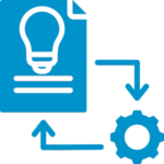 Ikona dokumentu z trybikiem, symbolizująca przygotowanie i zrobienie odwiertu.
